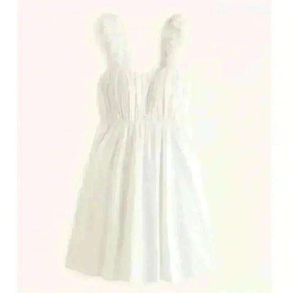 Abercrombie & Fitch Puff Strap Linen Blend Babydoll Mini White Dress Size XS - Picture 3 of 9